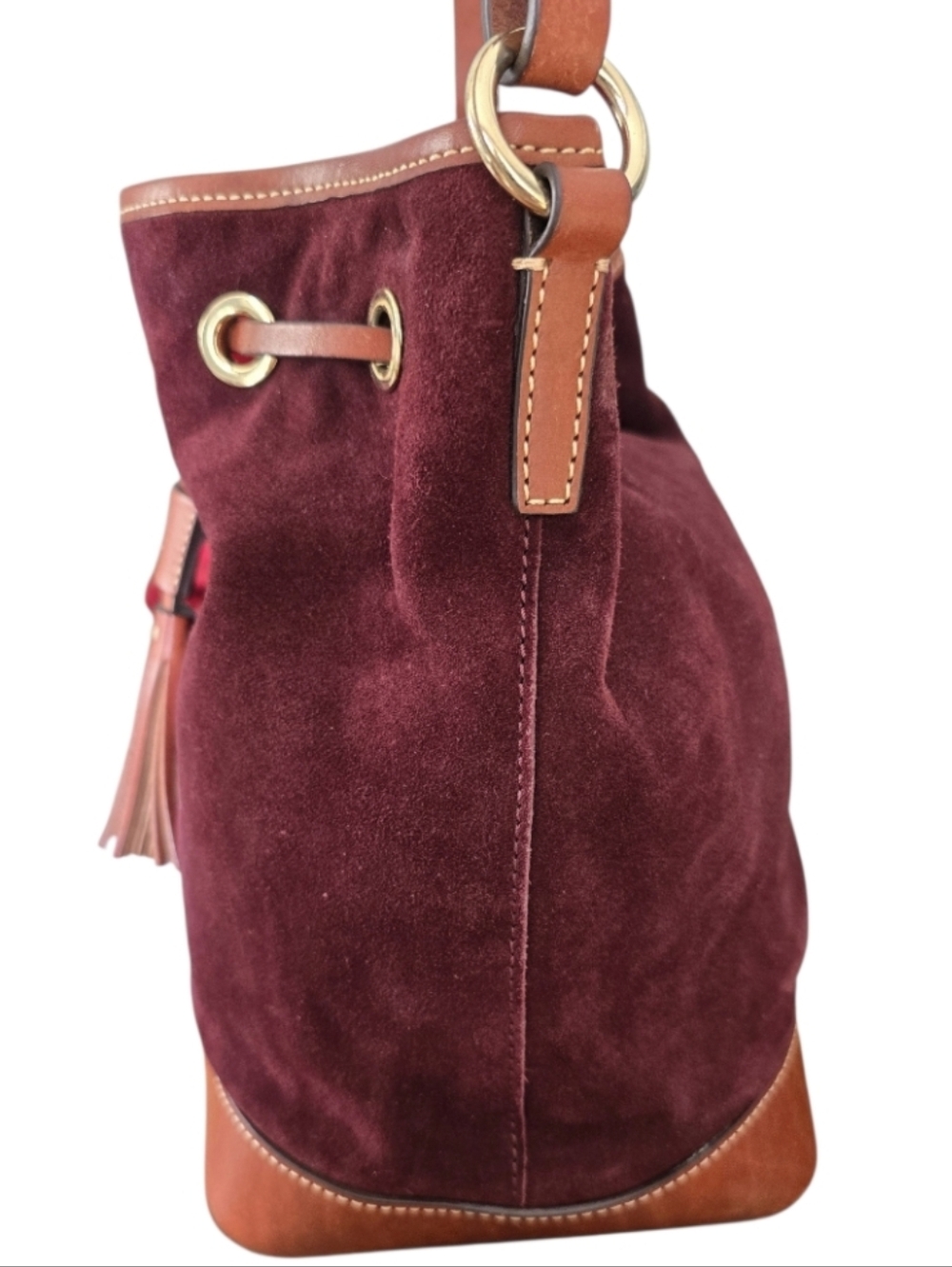 Dooney & Bourke Suede Drawstring Crossbody/Shoulder Bucket Bag In EUC - Picture 10 of 15